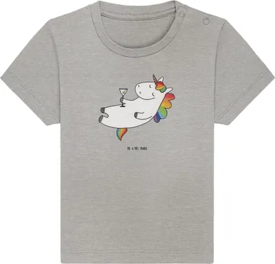 Produktbild von Mr. & Mrs. Panda  T-Shirt Einhorn Cocktail 12. - 18. Monat - Heather Grey - Geschenk, Organic Baby, Kinder Shirt, Kleinkind, Feiern, Unicorn, Geburtstag, Party