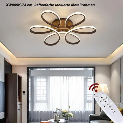 Produktbild von LED Deckenlampe XW809 -74cm 160W  mit Fernbedienung Lichtfarbe/Helligkeit einstellbar dimmbar  kaffeefarbe lackierte Metallrahmen A+ LED Wohnzimmerleuchte Deckenlampe Deckenstrahler LED Deckenleuchte