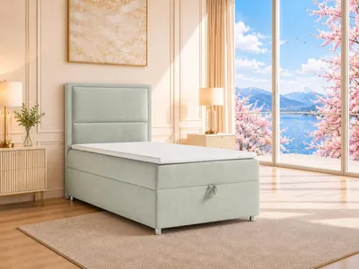 Produktbild von Best for Home Boxspringbett mit Bettkasten Trinity K11-SINGLE 100x200 Bonellfederkern inkl. Topper - Mintgrun