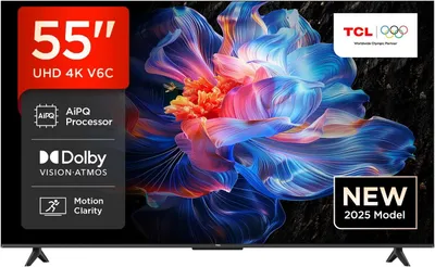 Obrázek produktu pro TCL V6C 55V6C, 139,7 cm (55"), 3840 x 2160 px, DLED, Smart TV, Wi-Fi, Metalická