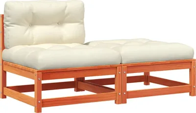 Produktbild von vidaXL Gartensofa ohne Armlehnen mit Kissen und Hocker