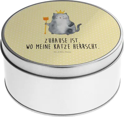 Produktbild von Mr. & Mrs. Panda Kaffeedose Katze König - Gelb Pastell - Geschenk, Haha, Vorratsdose, Cats, Katzen, Dose, Vorratsdosen, Blechdose, Katzensouvenirs, Cat, keksdosen, Krone