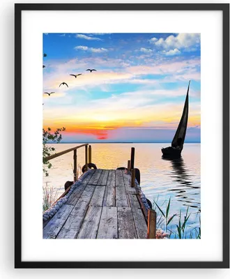 Produktbild von Gerahmtes Poster - Schwarzer Rahmen - Brücke See - 40x50 cm - Wand Bild - Wanddeko - Wandbilder - Kunstposter - Wandposter - Bilderrahmen - Bilder - Kunstdruck - Wandbild - P2BPA40x50-4115
