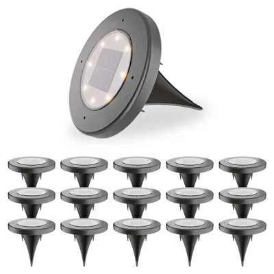 Produktbild von hoftronic Solar Bodeneinbaustrahler 16x 8 LEDs 0,10W 3000K IP65 Schwarz