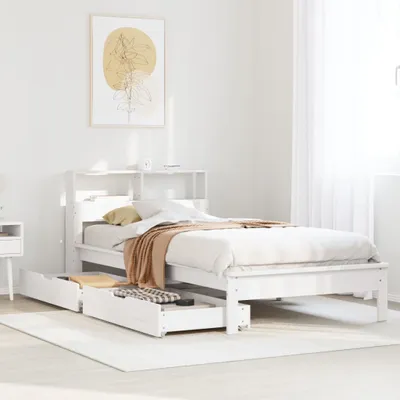 Produktbild von Maison Exclusive - Massivholzbett mit Regal ohne Matratze Weiß 90x200 cm Kiefer