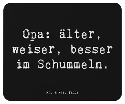Produktbild von Mr. & Mrs. Panda Mauspad Spruch Opa Weisheit - Schwarz - Geschenk, Spiele, Großpapa, Verwandte, laptop mousepad, Erinnerung, Jubiläen, mousematte, Mouse Pad, pc, Familie