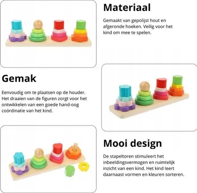 Produktbild von Geometrische Formen sortieren - Grundfarben - Formkasten - Holzspielzeug zum Stapeln - Sortierspielzeug - Montessori-Spielzeug - Motorische Fähigkeiten - Sensorisches Spielzeug - Sortieren - Lernspielzeug - Holzpuzzle - Entwicklungsspielzeug