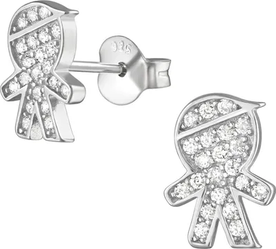 Produktbild von Ohrstecker 925 Sterling Silber Kleiner Junge mit Zirkonia