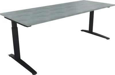 Produktbild von Schreibtisch Kufe Einzels. Quadrat B2000xT800xH650-850 an/Beton hell