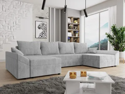 Obrázok produktu pre Sedacia súprava do U na každodenné spanie FREDERIK - svetlá šedá