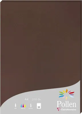 Produktbild von Clairefontaine Pollen, Laser-/Inkjet-Druck, A4 (210x297 mm), 25 Blätter, 210 g/m², Braun, Forest Stewardship Council (FSC) Mix