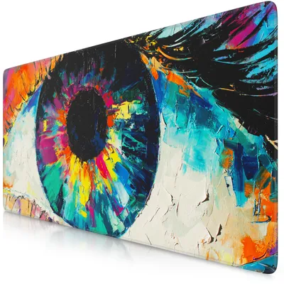 Immagine prodotto di Tappetino per mouse da gioco Titanwolf XXL, 900 x 400 x 3 mm, tappetino da scrivania, lavabile, retro antiscivolo, velocità e precisione, Oilpaint-Eye