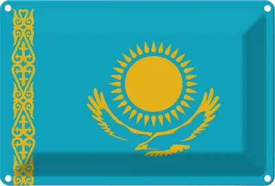 Produktbild von vianmo Blechschild 12x18 cm Kasachstans Kazakhstan Flagge Fahne Wappen