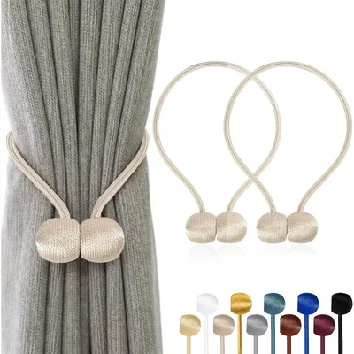 Magnetische Gardinenhalter 2 Stück, beige, 47-49 cm, für Vorhänge