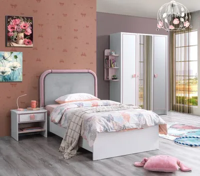 Produktbild von Weiß Kinderzimmer Set Kinderbett Nachttisch Kleiderschrank -Qualität