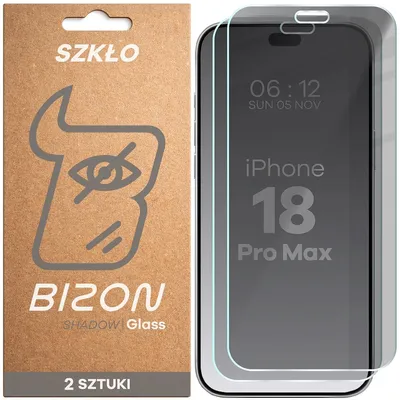 Produktbild von Gehärtetes Glas mit Privatschutzfilter für iPhone 18 Pro Max, Bizon Glass Clear Shadow Duo, getönt, 2 Stück