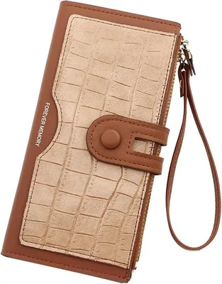Produktbild von Damen Brieftasche groß - Weiches Kunstleder - Reißverschluss mit Druckknopf - Viele Fächer - ShopFlot