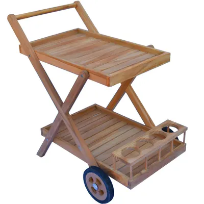Produktbild von Teako Design Servierwagen Teakholz Teramo 2 Ablagen 60x45x70cm Massiv
