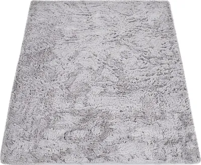 Produktbild von Hochflor Teppich Wohnzimmer Fellteppich Kunstfell Shaggy Flauschig Grau Silber Grösse 120x160 cm