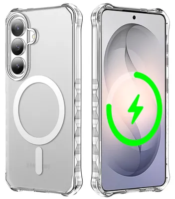 Produktbild von Magnetisch Hülle für Samsung Galaxy S26, Kompatibel mit Magsafe, Wellenform Rahmen Matt Transluzente Stoßfeste Kratzfeste Handyhülle Weiß