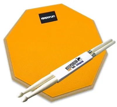 Produktbild von keepdrum Übungspad Orange 8 Zoll mit Schlagzeugstöcken