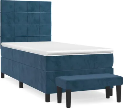 Imagen del producto de Cama con somier y colchón de la marca vidaXL, color azul oscuro, 80x200 cm, tapizada en terciopelo