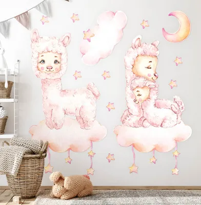 Produktbild von Pastellschafe – Wandgestaltung – Wandbilder Kinder – Motivtapeten Set – Wanddekor Kinderzimmer – Selbstklebende Wandsticker – 80x144 cm