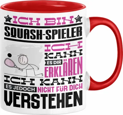 Produktbild von Squash-Spieler Geschenk Kaffee-Tasse Geschenkidee für Squash-Spieler Ich Bin Squash-Spieler Ich Kann Es Dir Erklären Jedoch Nicht Für Dich Verstehen Spruch Lustig (Rot)
