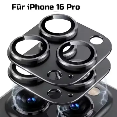 Produktbild von 2x Kameraschutz für Apple iPhone 16 Pro Aluminium Schutz in Schwarz