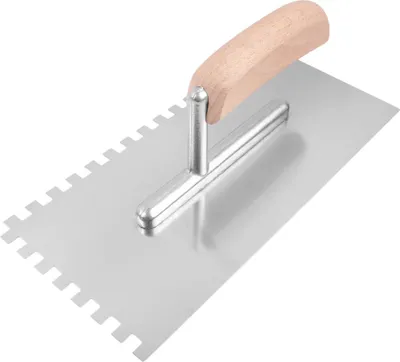 Produktbild von Zahnkelle Zahnspachtel Glättekelle 270mm Zahnung Edelstahl Traufel Kelle holz 8x8
