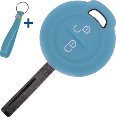 Produktbild von Auto Schlüssel Silikon Schutz Hülle + Schlüsselband Fluoreszierend Blau kompatibel mit Mitsubishi Colt VI Smart Forfour 454 2 Tasten Funk Fernbedienung