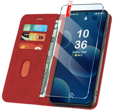 Zdjęcie produktu dla ETUI Z KLAPKĄ do Samsung A36 5G Zamykane Magnetyczne Skórzane + Szkło