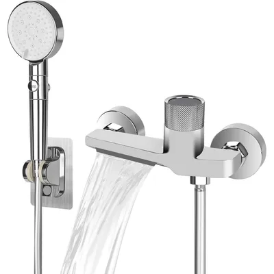 Produktbild von Badewannenarmatur Wasserfall mit Dusche, Thermostat, Messing, Chrom