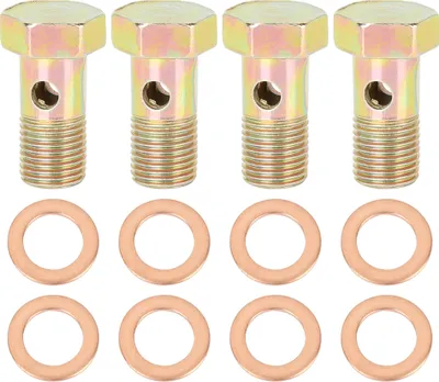 Image de 4 Sets M10x1.0mm Métrique Filetage Banjo Boulons Frein Raccord Adaptateur
