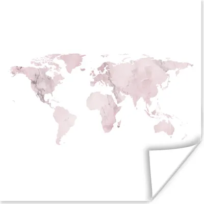 Produktbild von MuchoWow® Poster Weltkarte - Marmor - Rosa 50x50 cm - Wohnzimmerdekoration