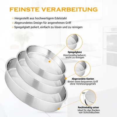 Produktbild von Hausleben® - Edelstahl Auflaufform/Backblech 3er Set ,Ø 36/32/28 cm