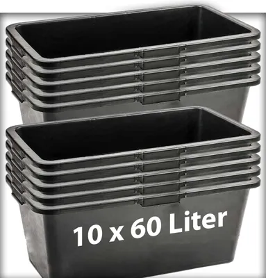 Produktbild von 10 Stk. 60 Liter Mörtelkasten Pflanzwanne Tuppe Zementkübel Maurerkasten