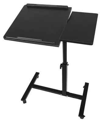 Immagine prodotto di Scrivania regolabile in altezza per laptop, dimensioni 70x44 cm, con rotelle, colore nero