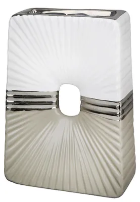 Obrázok produktu pre Keramická váza "Bardolino", obdĺžnikový tvar, sivá a biela farba, balenie obsahuje 2 kusy, dĺžka 6 cm, šírka 14,5 cm, výška 20 cm. Číslo produktu: 47459, EAN: 4063387474594