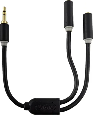 Produktbild von DINIC MO-KK-A2K-S-KB, 3.5mm, Männlich, 2 x 3.5mm, Weiblich, 0,2 m, Schwarz