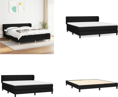 Immagine prodotto di vidaXL Letto a molle con materasso nero 160x200 cm in tessuto - Letto a molle - Boxspringbetten - Bett - Schlafzimmermöbel