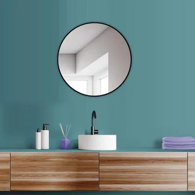 Immagine prodotto di Specchio da parete rotondo, 60 cm, nero opaco