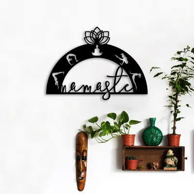 Zdjęcie produktu dla Wallity, Namaste, Dekoracyjne metalowe akcesorium ścienne, 100% METAL, czarny, 50 x 36 cm