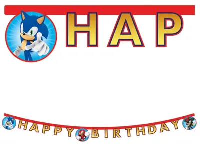 Immagine prodotto di Ghirlanda di compleanno Sonic "Happy Birthday", 200 cm