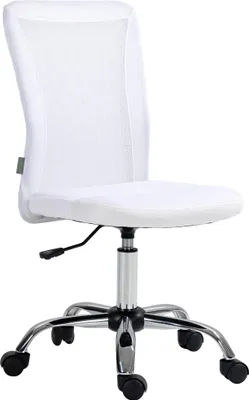 Image de Vinsetto Chaise de bureau ergonomique fauteuil de bureau hauteur réglable piètement chromé pivotant 360° revêtement maille blanc