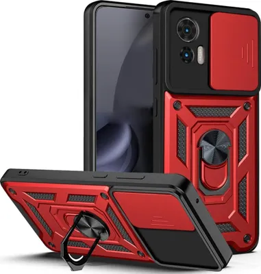 Produktbild von Motorola Edge 30 Neo Hülle - Coverup Armor Ring Ständer Back Cover mit Kamera Schutz - Rot