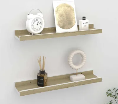 Produktbild von vidaXL Wandregale 2 Stk. Weiß und Sonoma-Eiche 40x9x3 cm