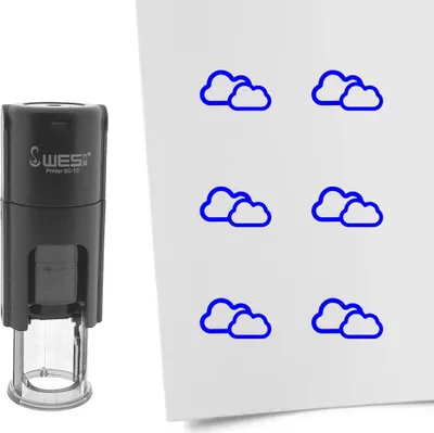 Produktbild von CombiCraft Selbstfärbender Stempel 'Wolken' in der Farbe Blau, Ø10mm