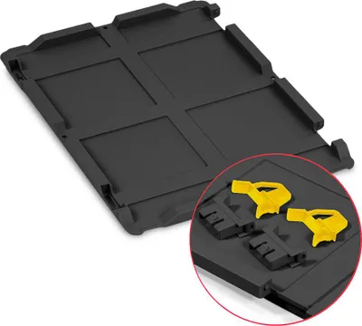 Produktbild von Scharnierdeckel Set Eurobox NextGen mit 2 gelben Schiebeschnappverschlüssen | BxT 30x40cm | Schwarz | Eurobehälter, Transportbox, Transportbehälter, Stapelbehälter