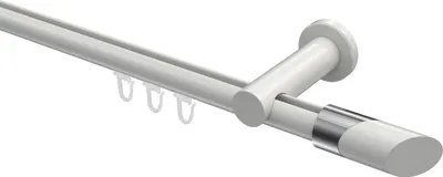 Produktbild von Interdeco Innenlaufstange / Gardinenstange mit Innenlauf Weiß, Typ Platon Verano (Schräge Bicolor), 20 mm Ø 1-läufig, 360 cm